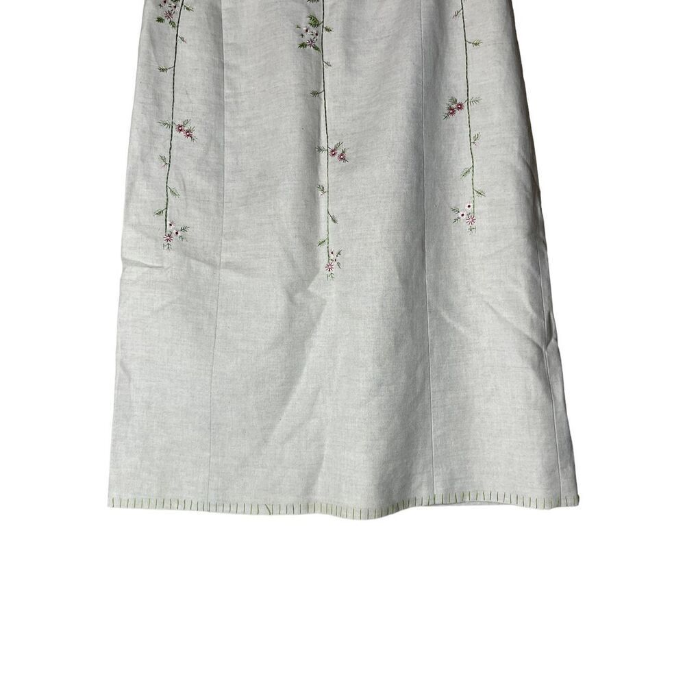 BCBG‎ Max Azria Vintage Linen Blend Embroidered Floral Skirt Size 4 - Picture 3 of 11